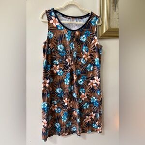 Lands' End Floral Dress - Blue and Brown